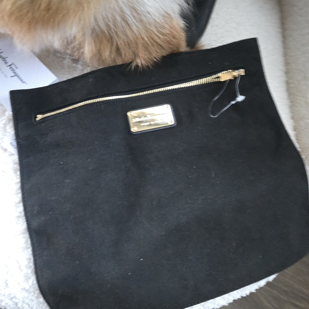 Ferragamo Fur Verve Tote Black Leather Authentic Rare - Picture 11 of 17